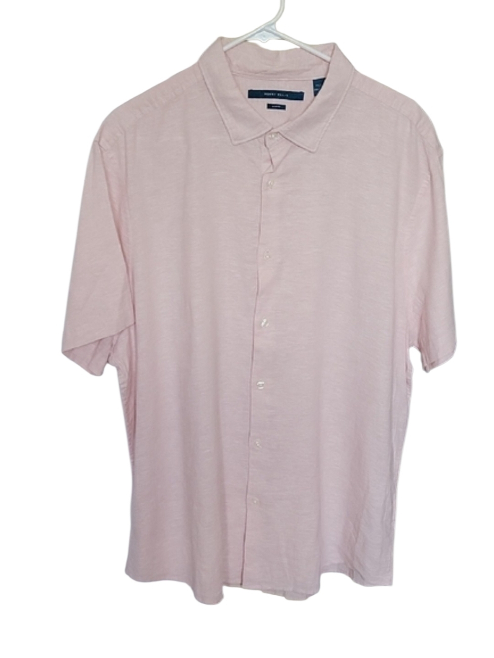 Perry Ellis Men's Linen Blend Short Sleeve Slim Fit Button-Up Shirt-XXL